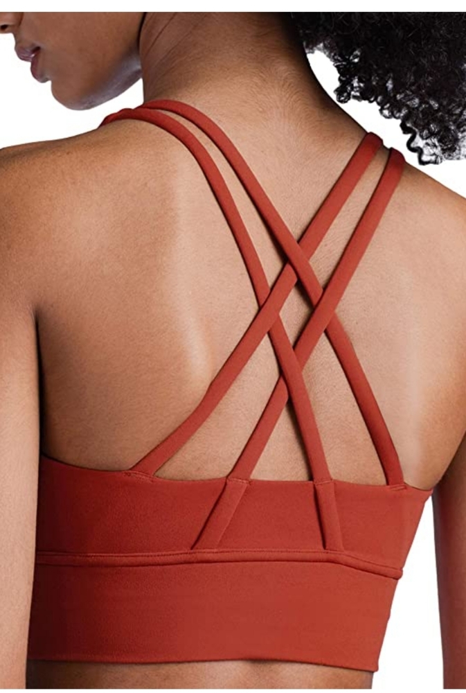 Red Strappy back long line sports bra